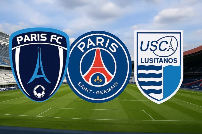 Les logos du Paris Fc, du PSG et de Creteil @IACHATGPT